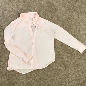 Scalloped see through button down